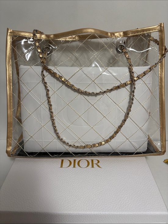 Dior Handbags - Dior White Leather Quilted clutch in Clear Women's Handbag